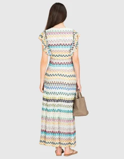 Gemustertes Midi Kleid aus Viskose-Spitze