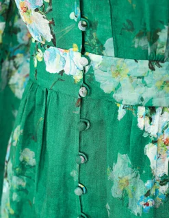 Gemustertes Midi Leinen Kleid Everley