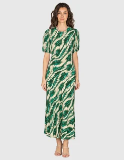 Gemustertes Midi Seiden Kleid