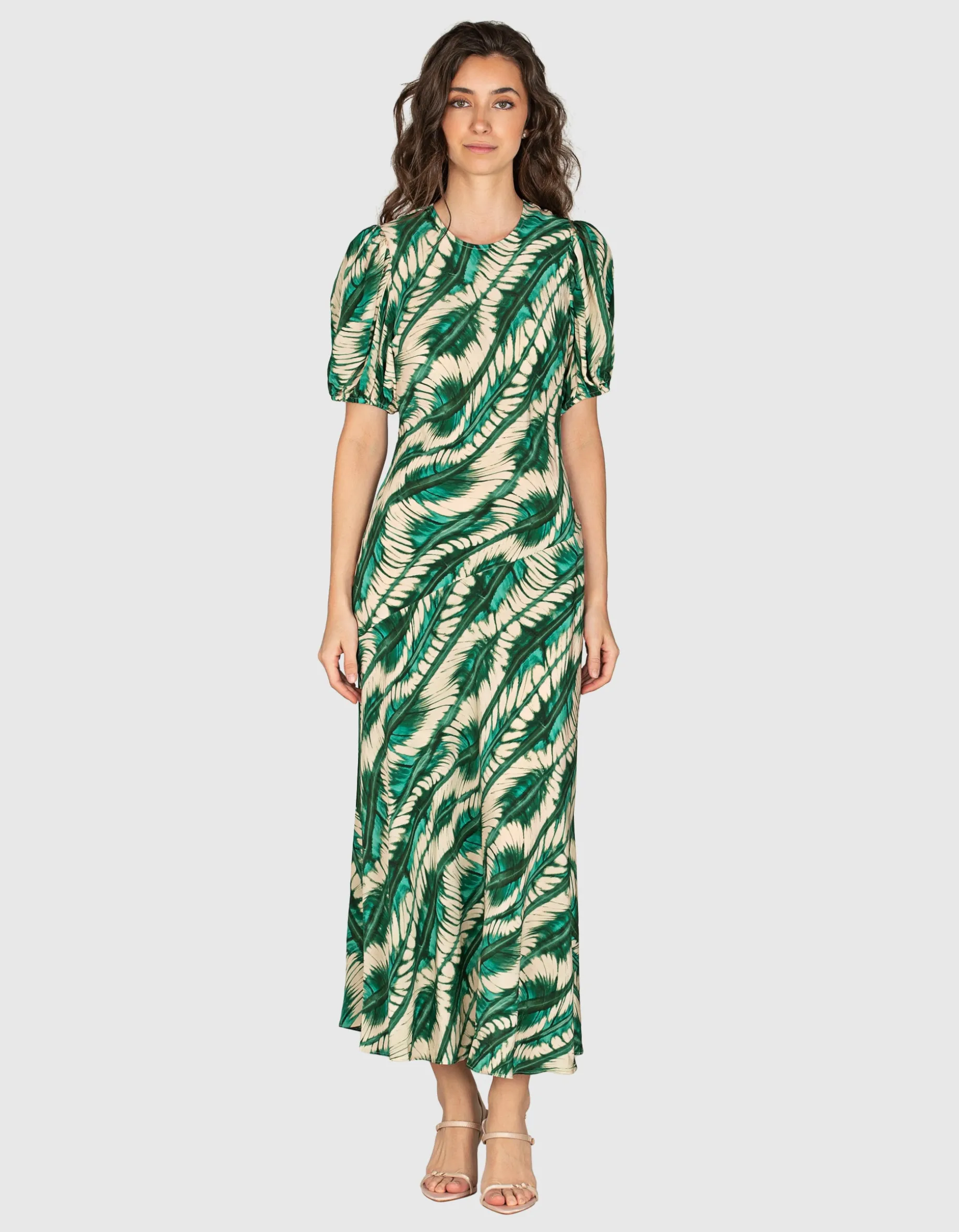 Gemustertes Midi Seiden Kleid