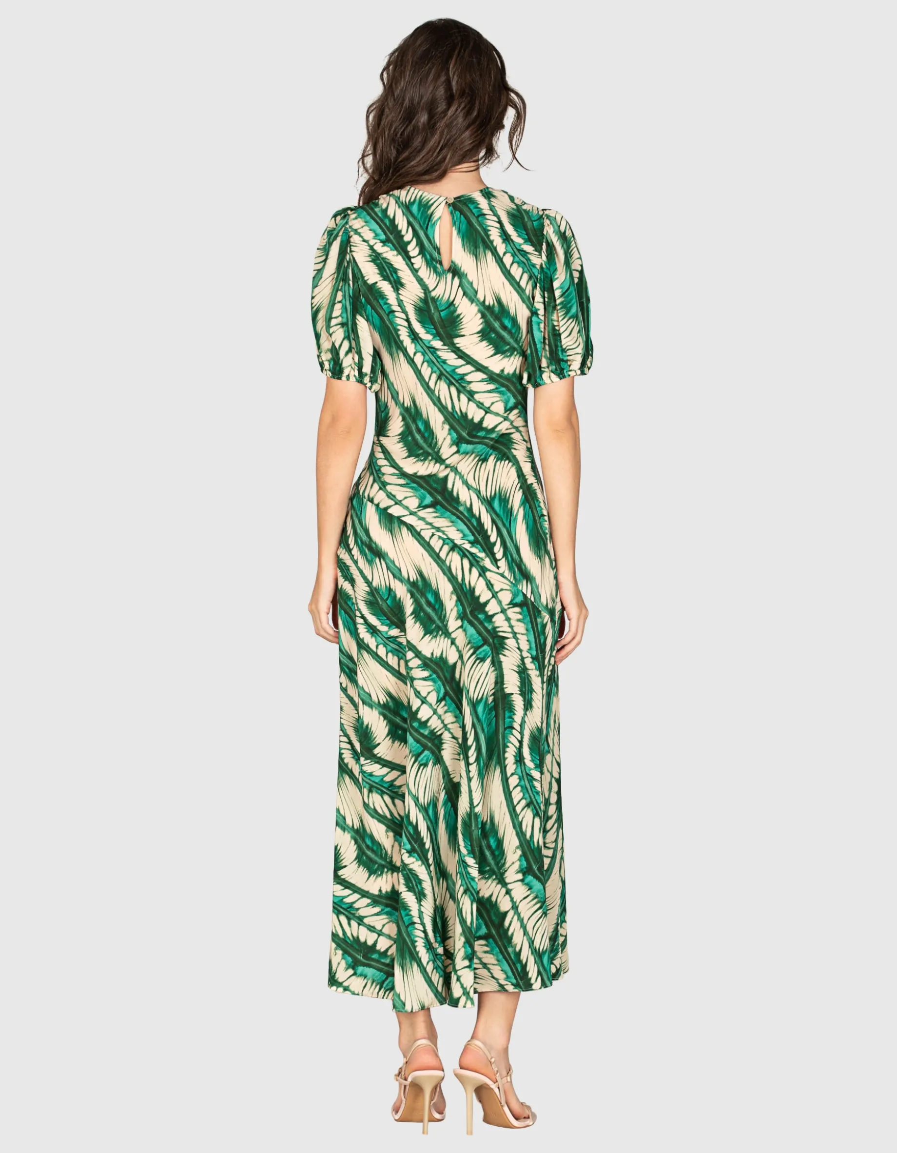 Gemustertes Midi Seiden Kleid