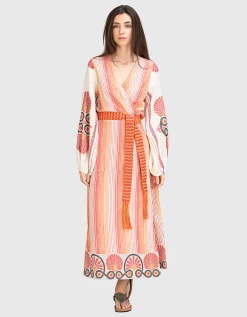 Gemustertes Midi Wickelkleid