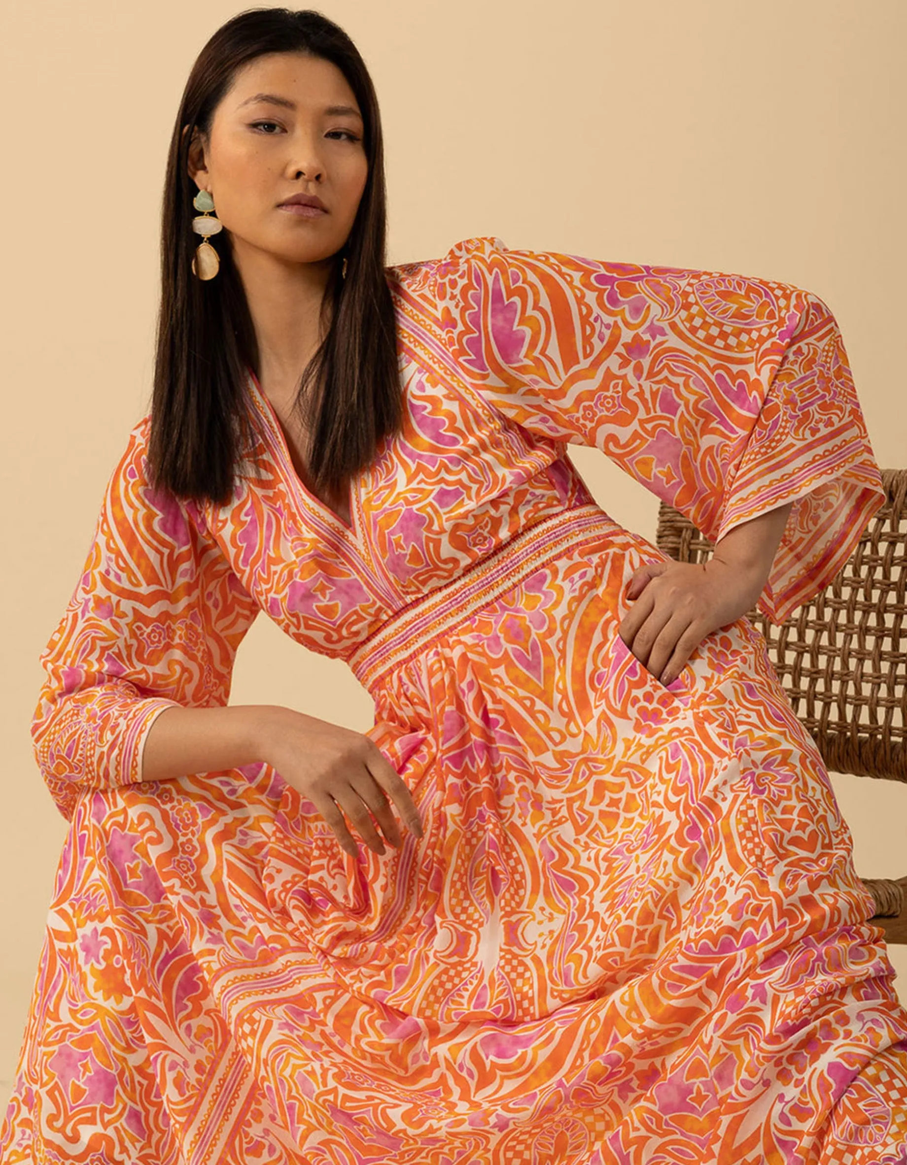 Gemustertes Midi-Kleid