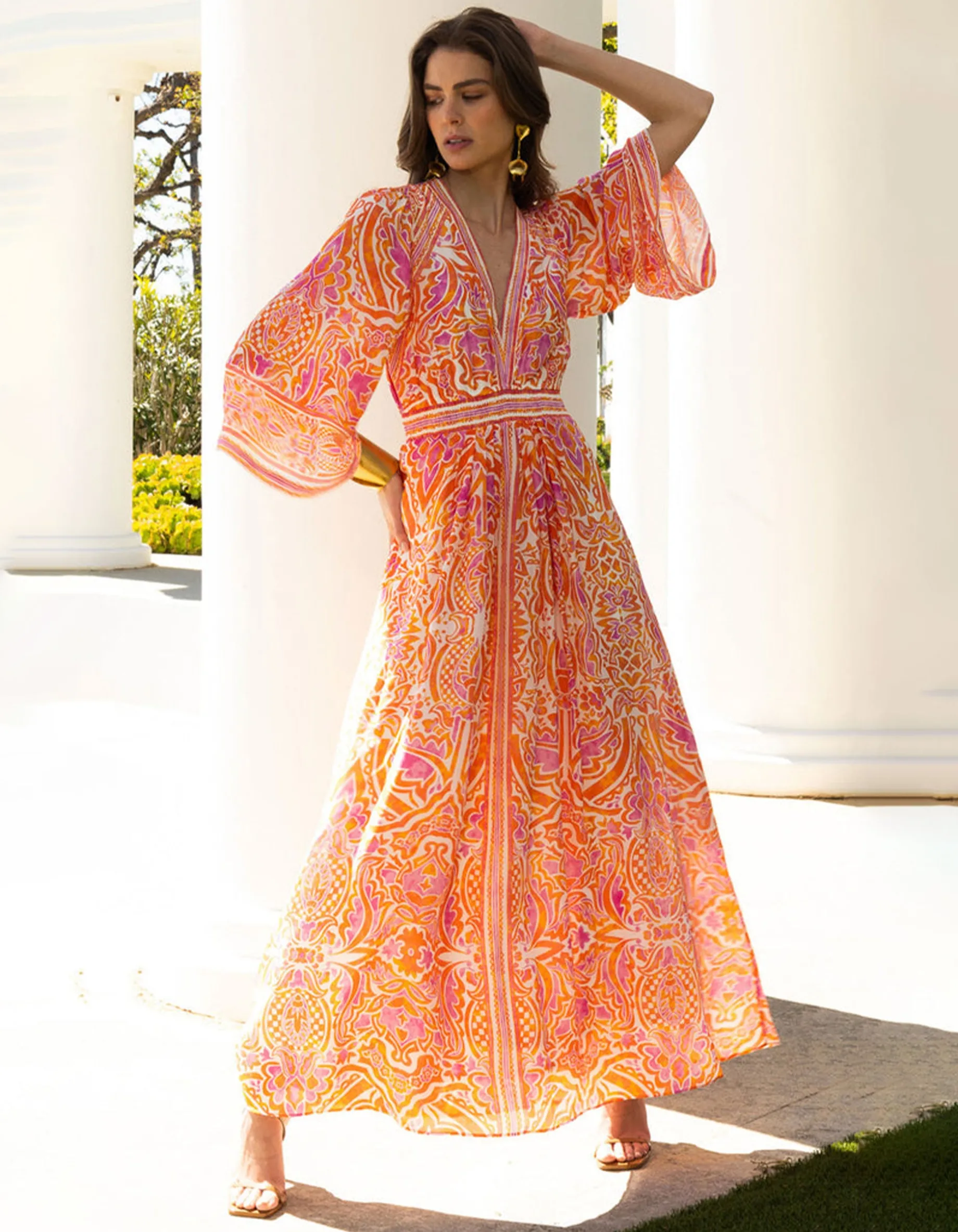 Gemustertes Midi-Kleid