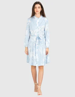 Gemustertes Mini Kleid mit Bindegürtel