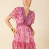 Gemustertes Mini-Kleid mit Seidenanteil