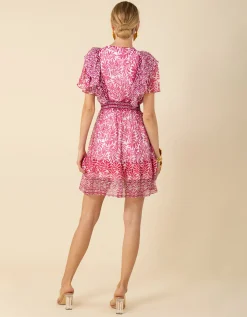 Gemustertes Mini-Kleid mit Seidenanteil