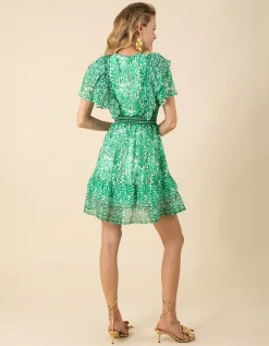 Gemustertes Mini-Kleid mit Seidenanteil