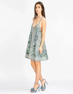 Gemustertes Mini-Leinenkleid Ottie