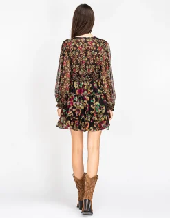 Gemustertes Mini-Seiden-Kleid