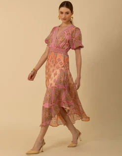 Gemustertes Seiden-Mix Kleid
