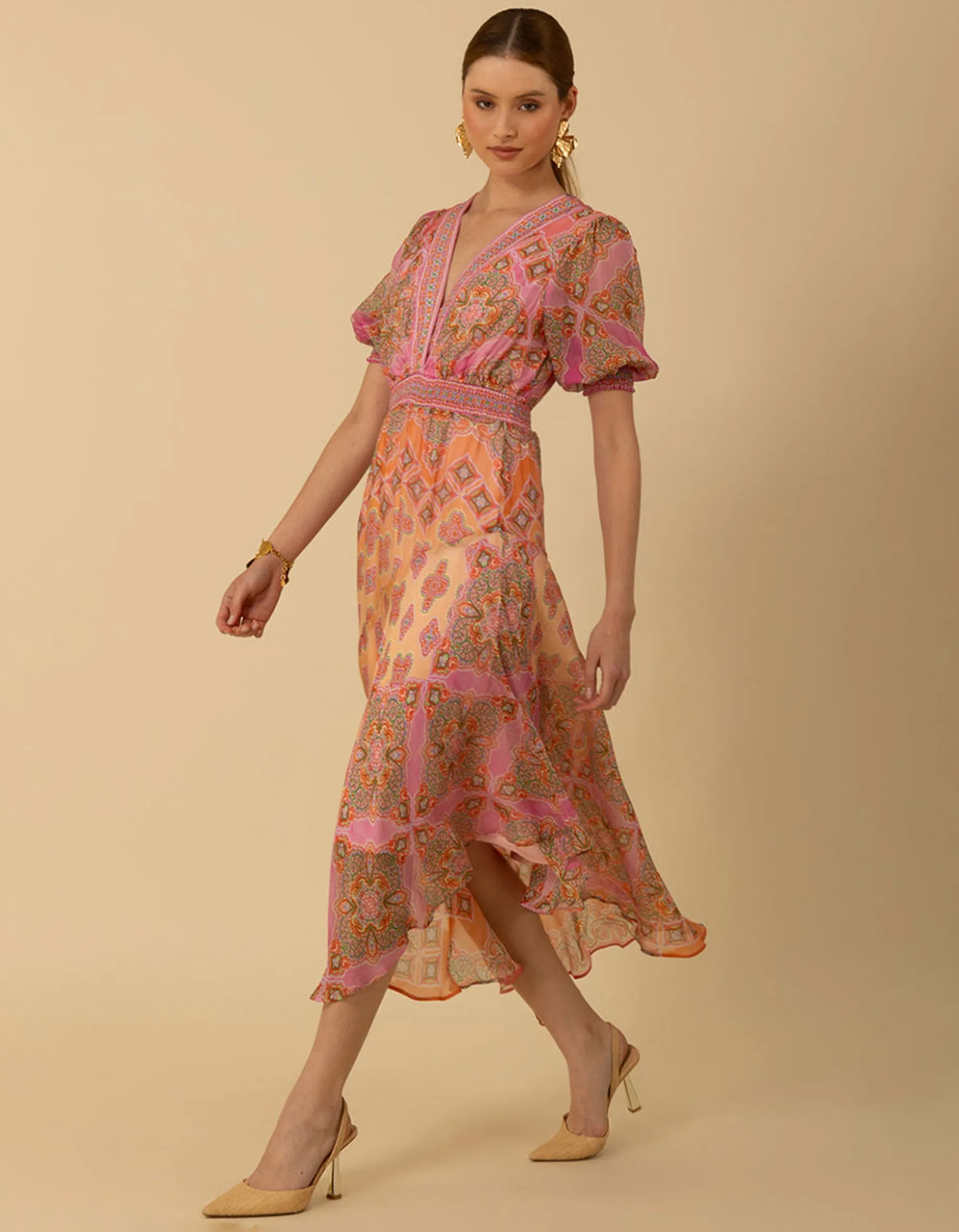 Gemustertes Seiden-Mix Kleid