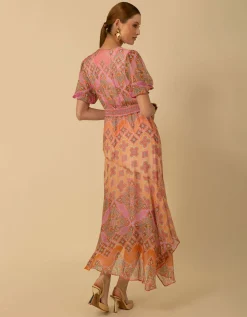 Gemustertes Seiden-Mix Kleid
