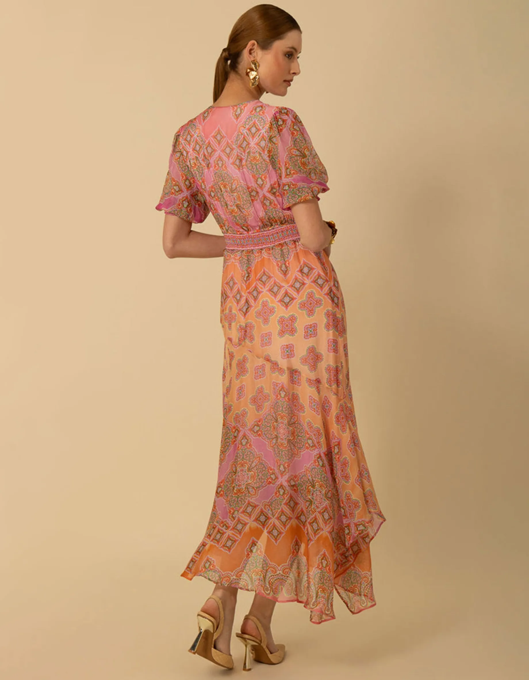 Gemustertes Seiden-Mix Kleid