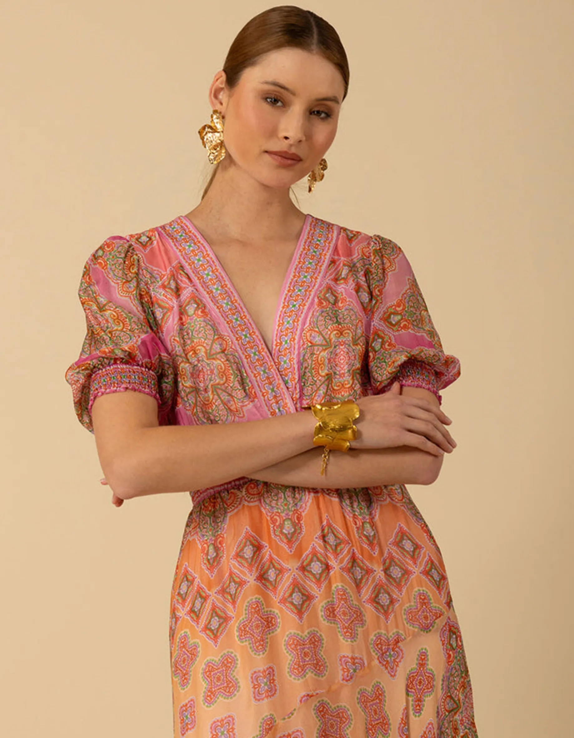 Gemustertes Seiden-Mix Kleid
