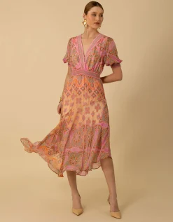 Gemustertes Seiden-Mix Kleid