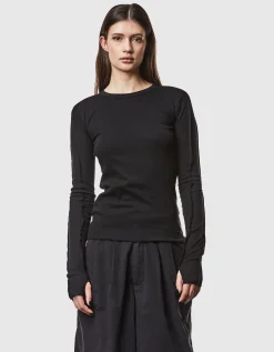 Geripptes Longsleeve mit Rundhalsausschnitt