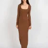 Geripptes Maxi Kleid