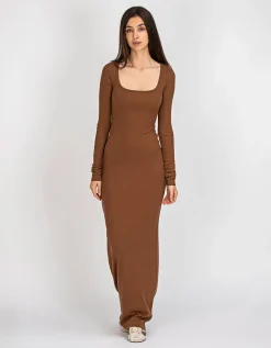 Geripptes Maxi Kleid