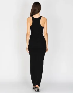 Geripptes Maxi-Trägerkleid