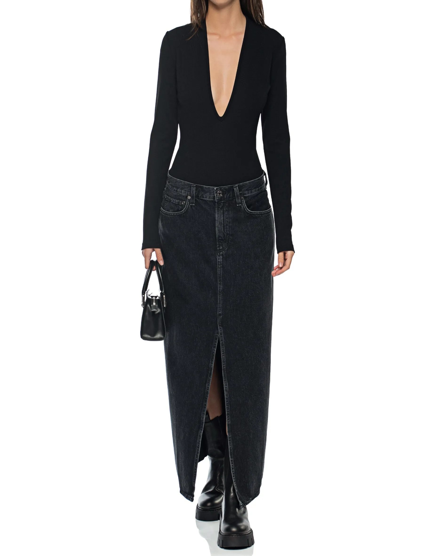 Geschlitzter Jeansrock Leif Spider