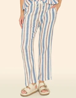 Gestreifte Musselin-Hose Blanche