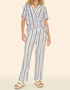 Gestreifte Musselin-Hose Blanche