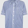 Gestreifte Oversize-Kurzarm-Bluse