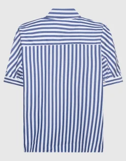 Gestreifte Oversize-Kurzarm-Bluse