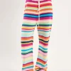 Gestreifte Straight-Leg Häkelhose