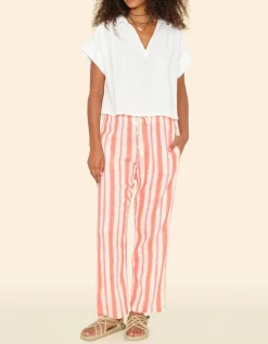 Gestreifte Wide-Leg Hose Blanche