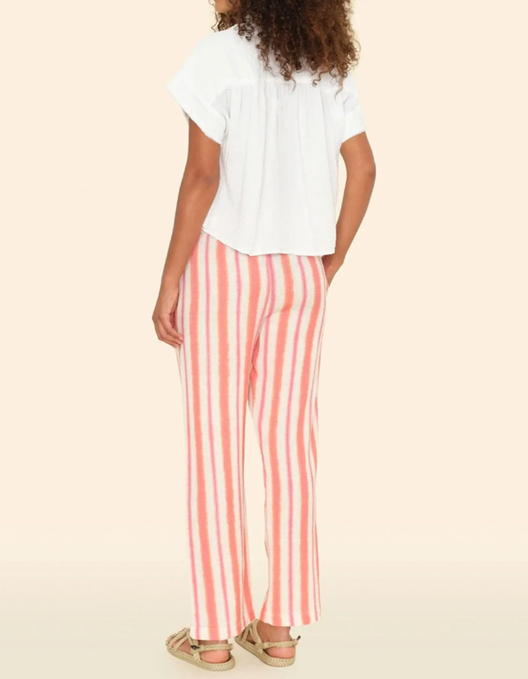Gestreifte Wide-Leg Hose Blanche