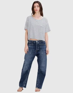 Gestreiftes Cropped T-Shirt