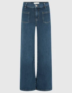High-Rise Wide-Leg Jeans mit aufgesetzten Taschen