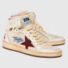 High-Top Leder-Sneaker mit Nylon-Details