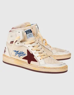 High-Top Leder-Sneaker mit Nylon-Details