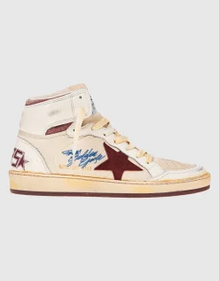High-Top Leder-Sneaker mit Nylon-Details