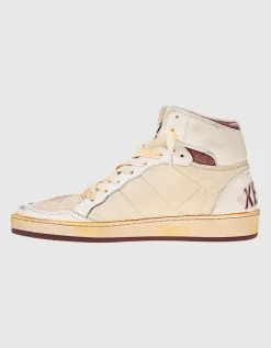 High-Top Leder-Sneaker mit Nylon-Details