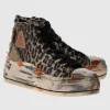 High-Top Plateau Sneaker im Destroyed-Look