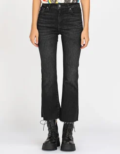 High-Waist Bootcut Jeans mit offenem Saum