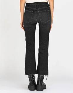 High-Waist Bootcut Jeans mit offenem Saum