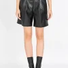 High-Waist Leder-Mix Shorts