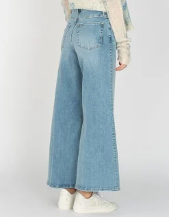 High-Waist Palazzo Crop Wide-Leg Jeans