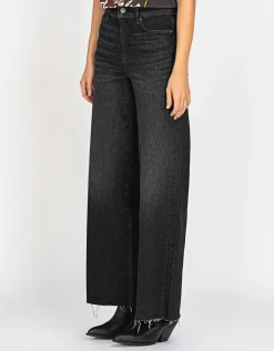 High-Waist Wide-Leg Jeans mit offenem Saum