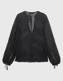 Häkelspitzen-Bluse mit Bindedetails