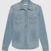 Jeans Hemd mit Kragen-Broschen