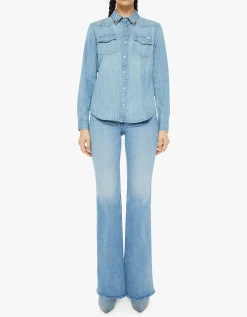 Jeans Hemd mit Kragen-Broschen