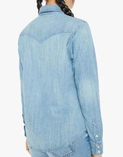 Jeans Hemd mit Kragen-Broschen