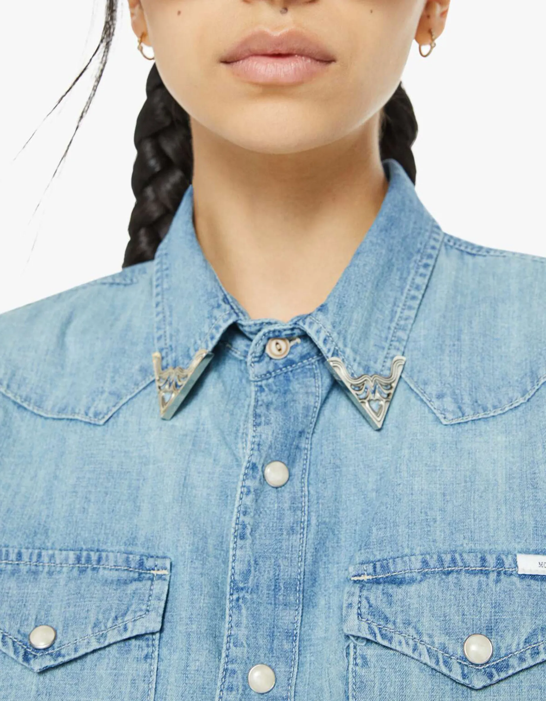 Jeans Hemd mit Kragen-Broschen