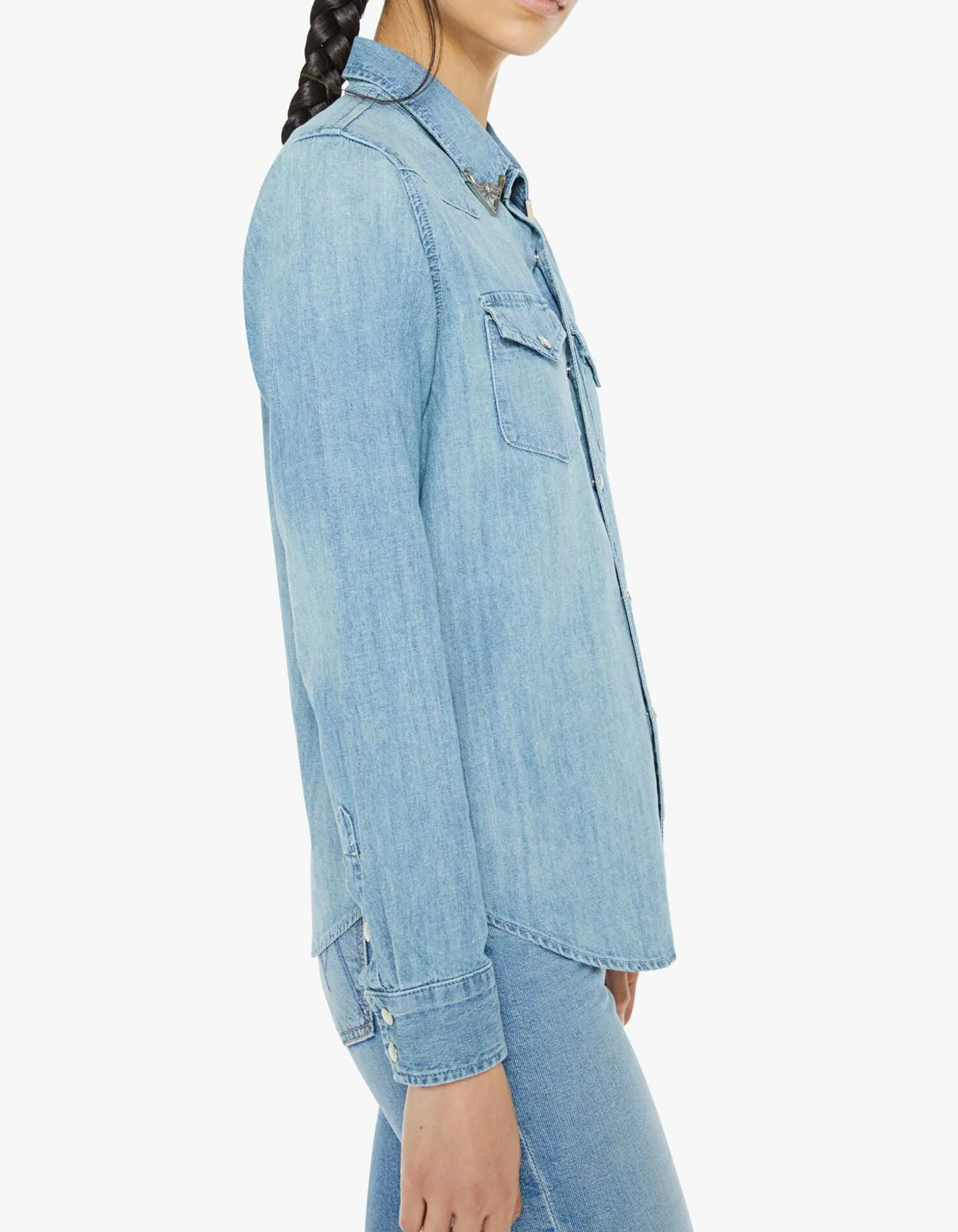 Jeans Hemd mit Kragen-Broschen